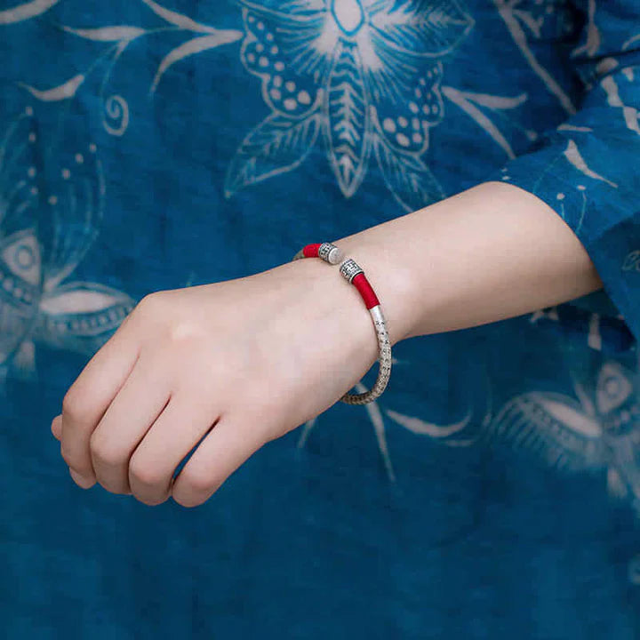 Tibet Om Mani Padme Hum Luck Red String Bracelet Bangle