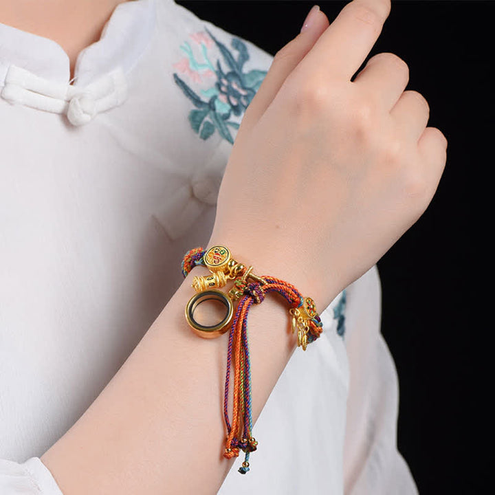 Tibetan Om Mani Padme Hum Dreamcatcher Luck Colorful Reincarnation Knot String Bracelet