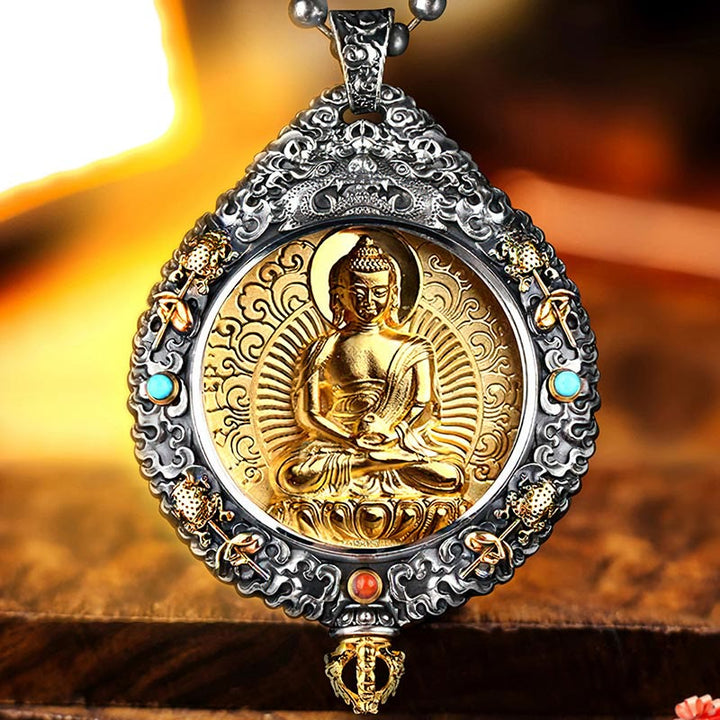 Twelve Zodiac Animals Buddha Thangka Nine Palaces Eight Diagrams God of Wealth Rotating Necklace