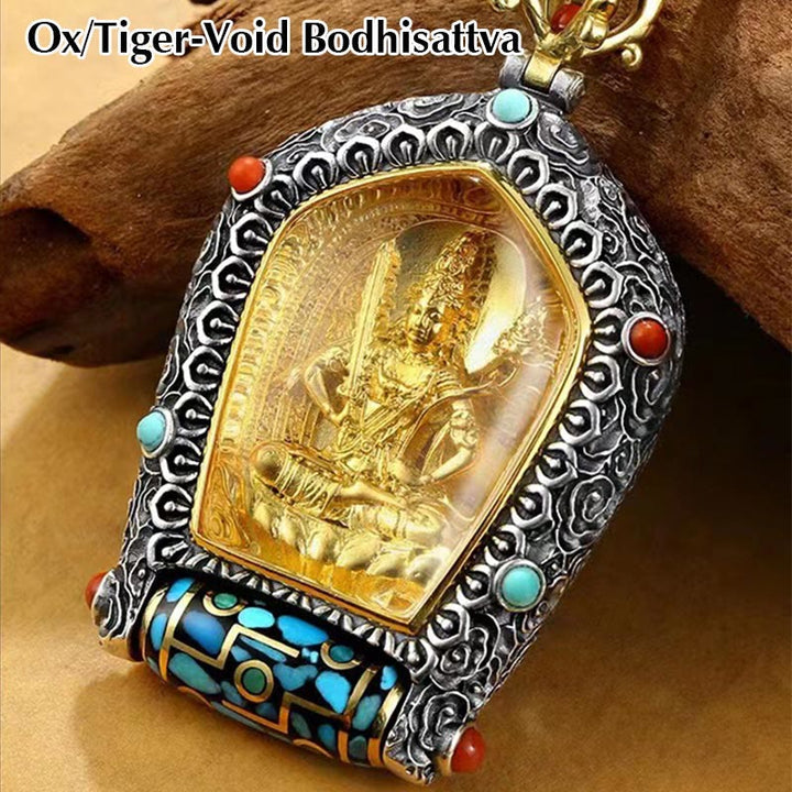 925 silver gold-plated 12 zodiac zodiac Buddha thangka necklace