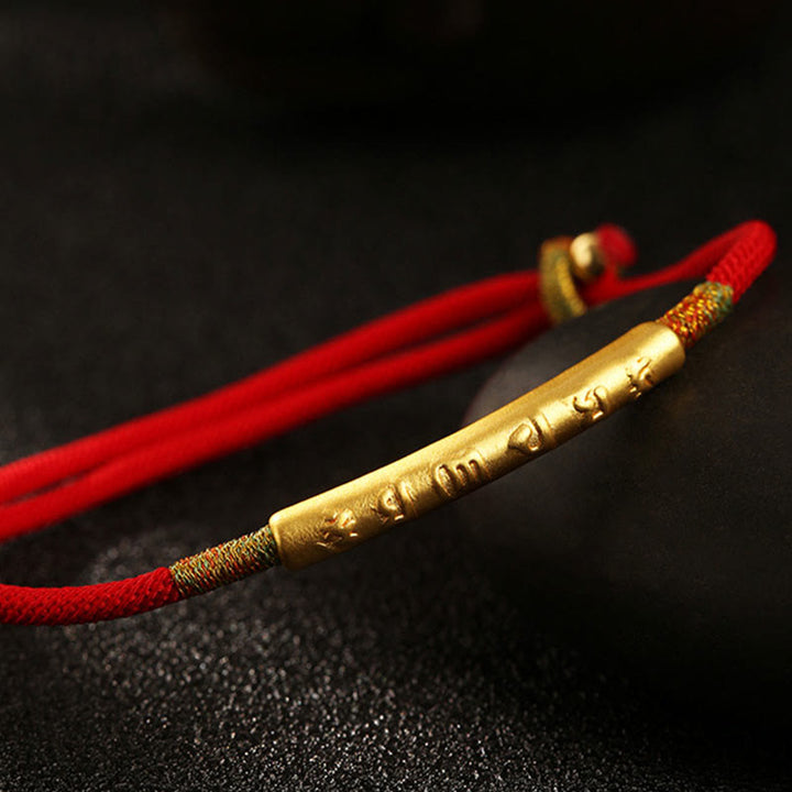 Tibetan Buddhist Handmade Mani Mantra Lucky Red String Bracelet