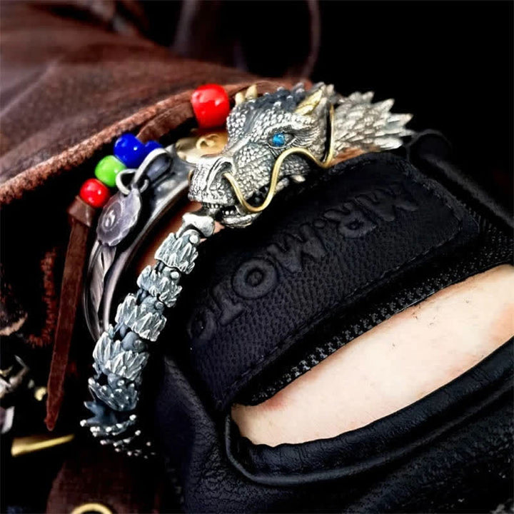 Nordic Dragon Handmade Amulet Luck Protection Chain Bracelet