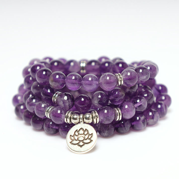 Buddha Stones Natural Amethyst Purification Mala Bracelet