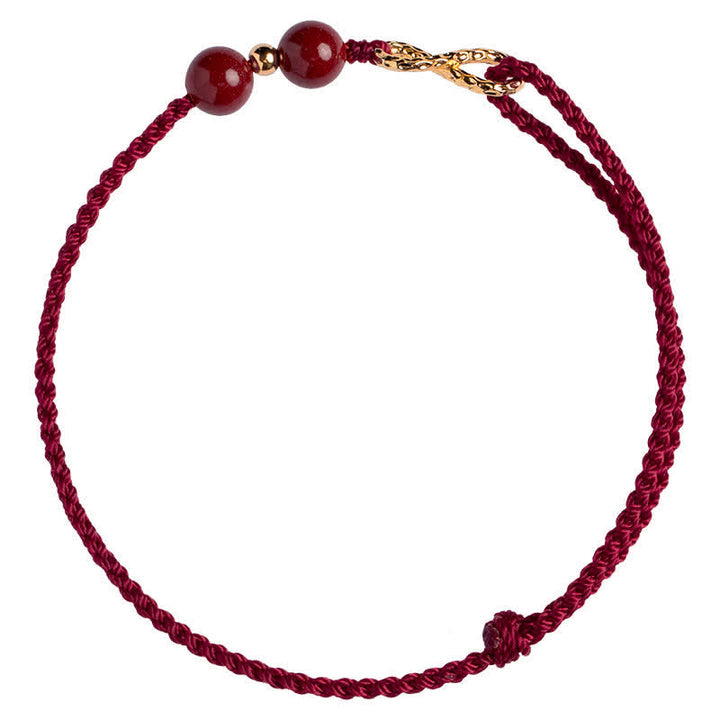 Cinnabar Blessing Red String 14K Gold Infinity Symbol Bracelet Anklet