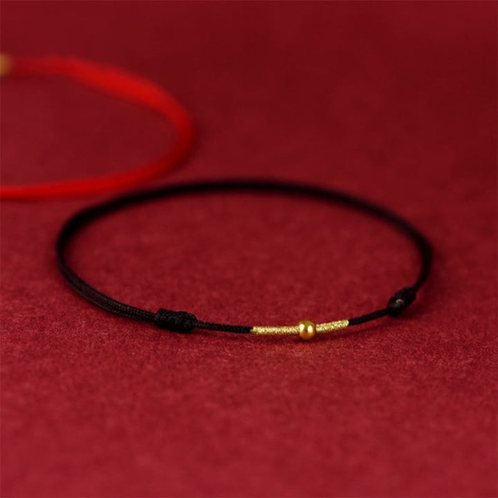 999 Pure Gold Gold Beads Protective Braided Rope Bracelet Anklet