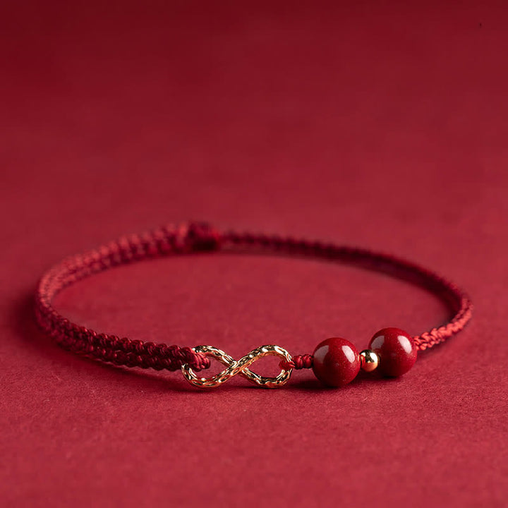 Cinnabar Blessing Red String 14K Gold Infinity Symbol Bracelet Anklet