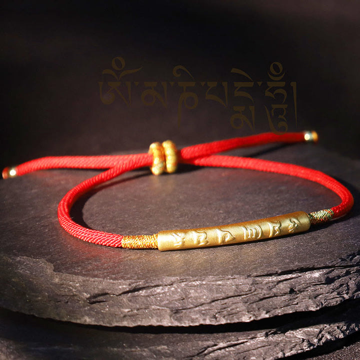 Tibetan Buddhist Handmade Mani Mantra Lucky Red String Bracelet