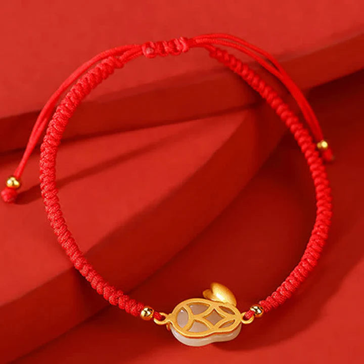 925 Sterling Silver Year of the Rabbit Hetian White Jade Luck Red String Protection Bracelet