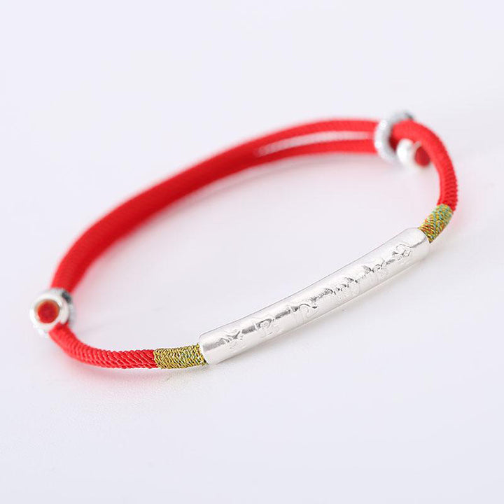 Tibetan Buddhist Handmade Mani Mantra Lucky Red String Bracelet