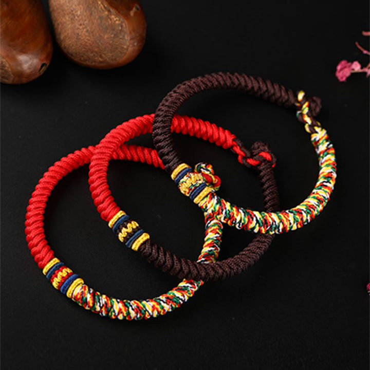 Tibetan Handmade Multicolored Thread King Kong Knot Strength Braid String Bracelet