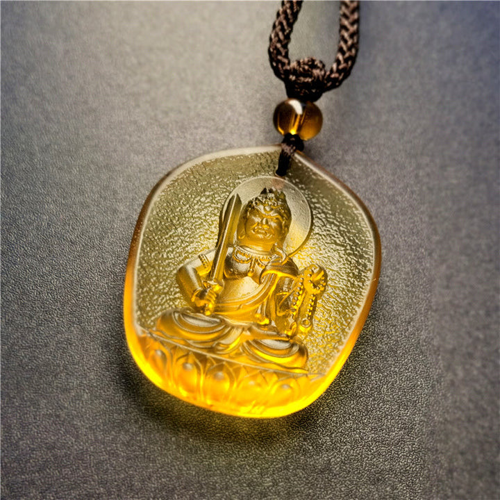 Chinese Zodiac Natal Buddha Blessing Liuli Crystal Compassion Necklace Pendant