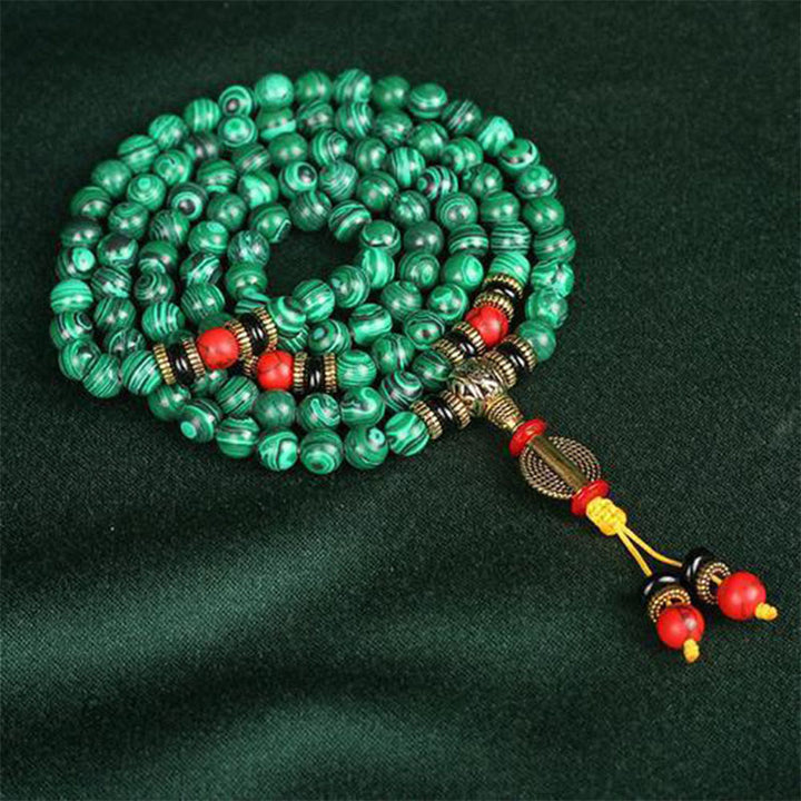 Tibetan 108 Mala Malachite Beads Bracelet Necklace