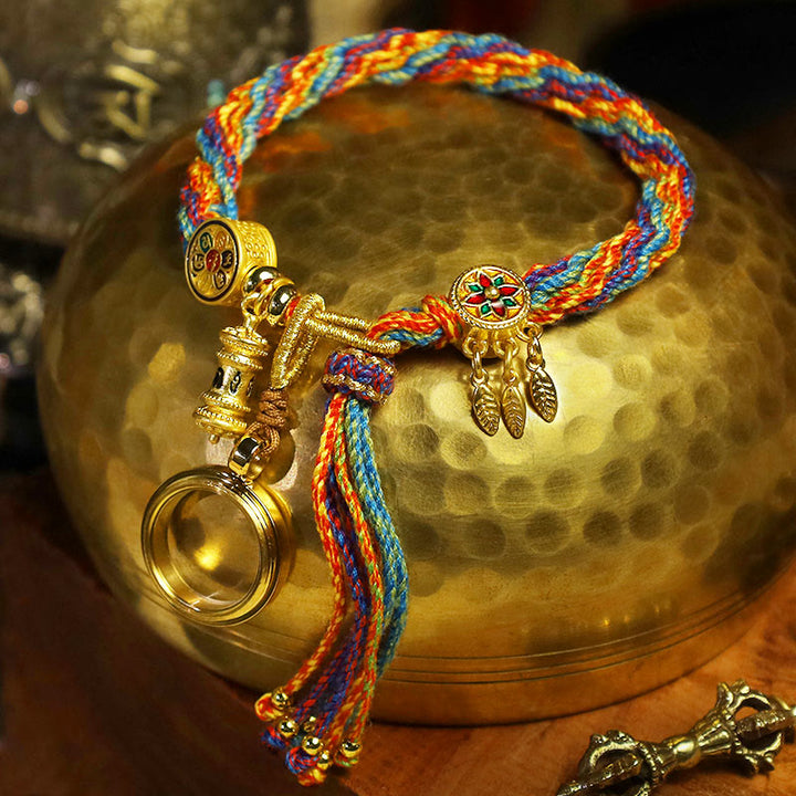 Tibetan Om Mani Padme Hum Dreamcatcher Luck Colorful Reincarnation Knot String Bracelet