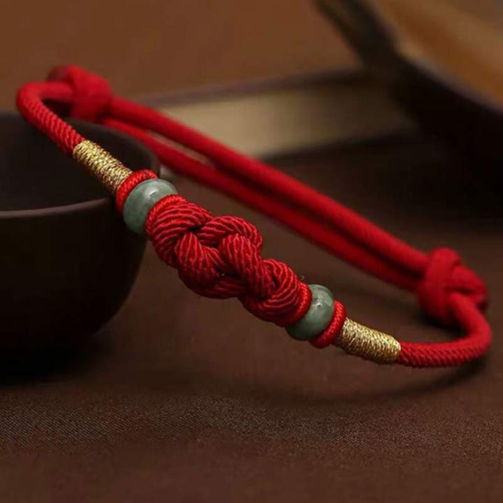 Red String Jade Luck Fortune Knot Braided Couple Bracelet