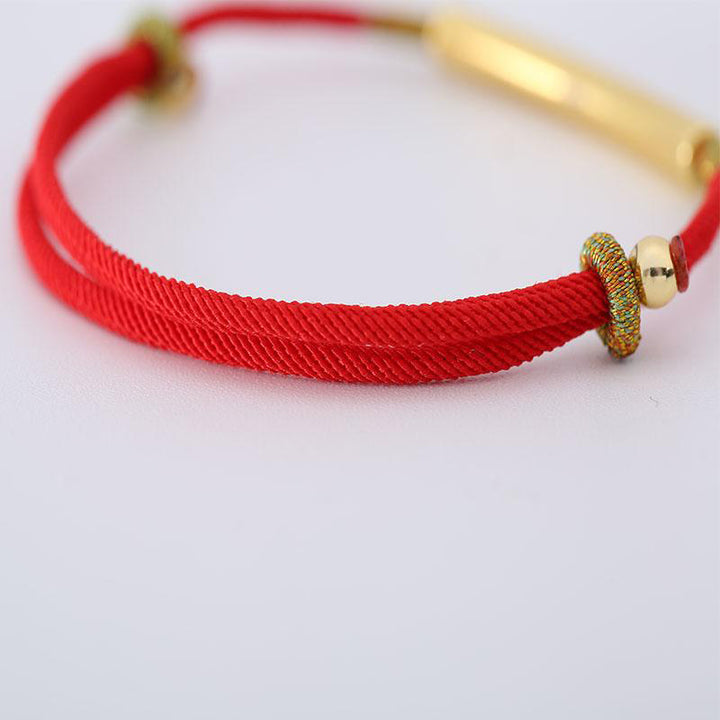 Tibetan Buddhist Handmade Mani Mantra Lucky Red String Bracelet