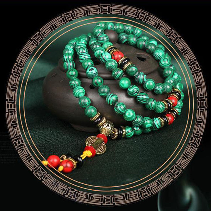 Tibetan 108 Mala Malachite Beads Bracelet Necklace