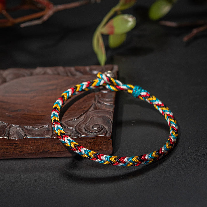 Tibet Handmade Five Color Thread Protection Braid String Bracelet