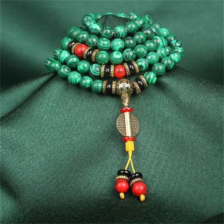 Tibetan 108 Mala Malachite Beads Bracelet Necklace