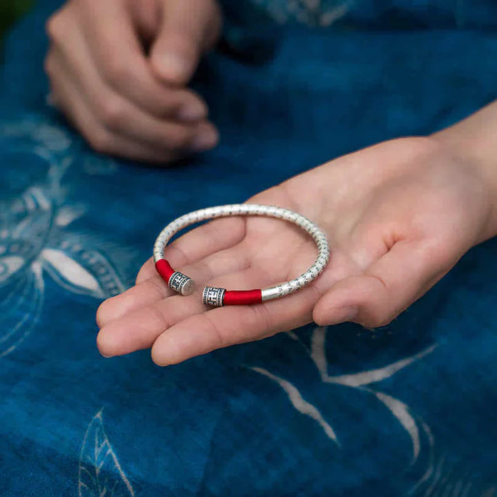 Tibet Om Mani Padme Hum Luck Red String Bracelet Bangle