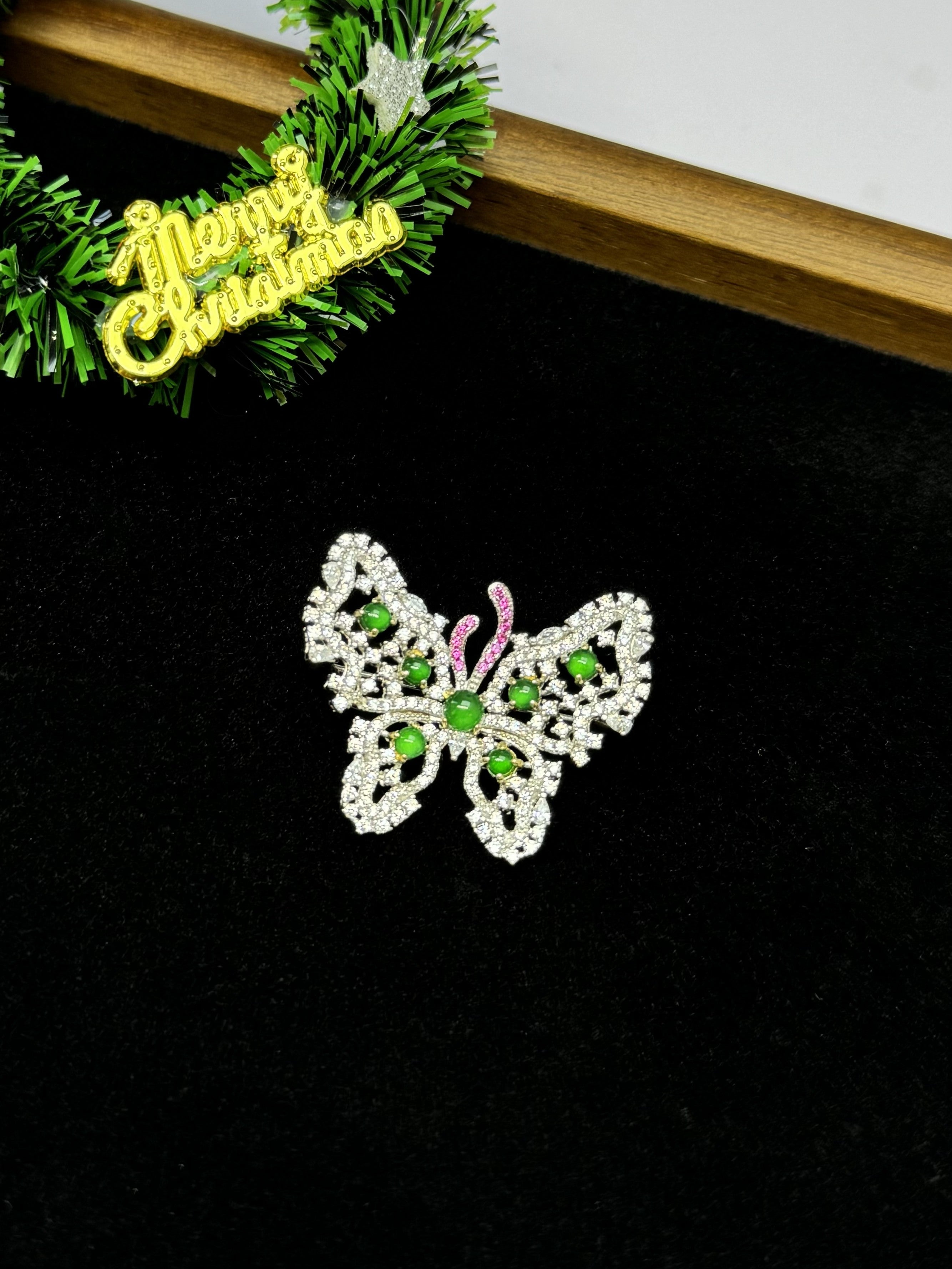 Diamond-Studded Butterfly Brooch