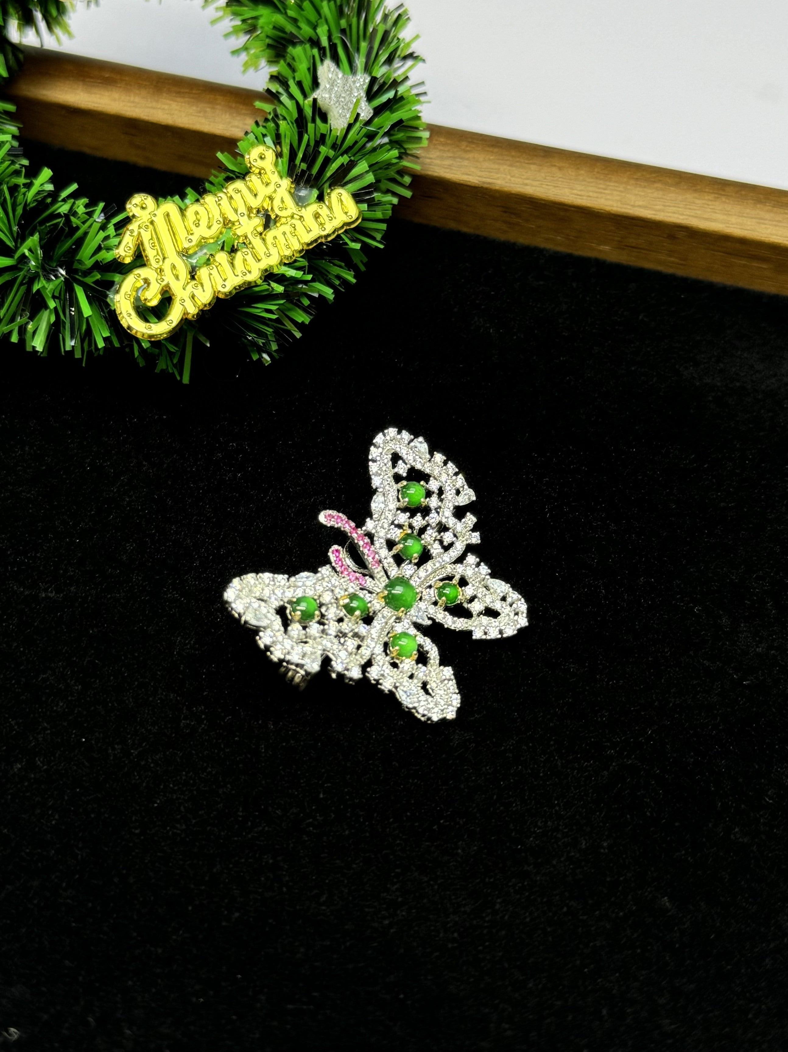 Diamond-Studded Butterfly Brooch