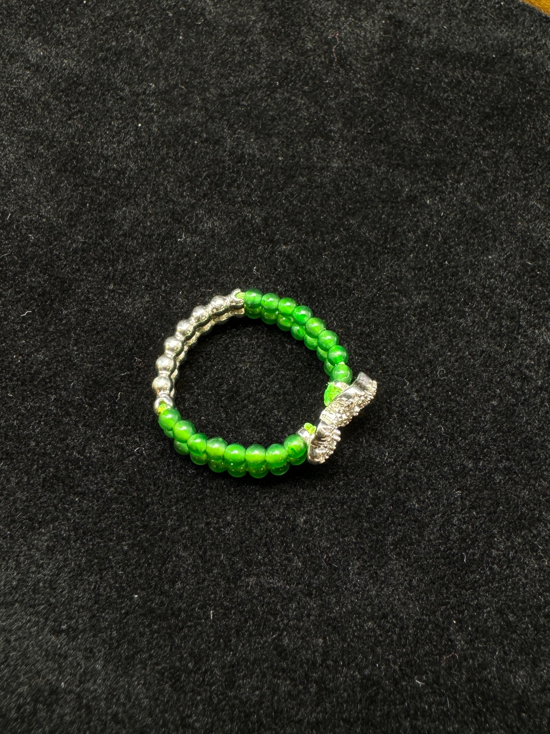 Jade Bead Butterfly Ring