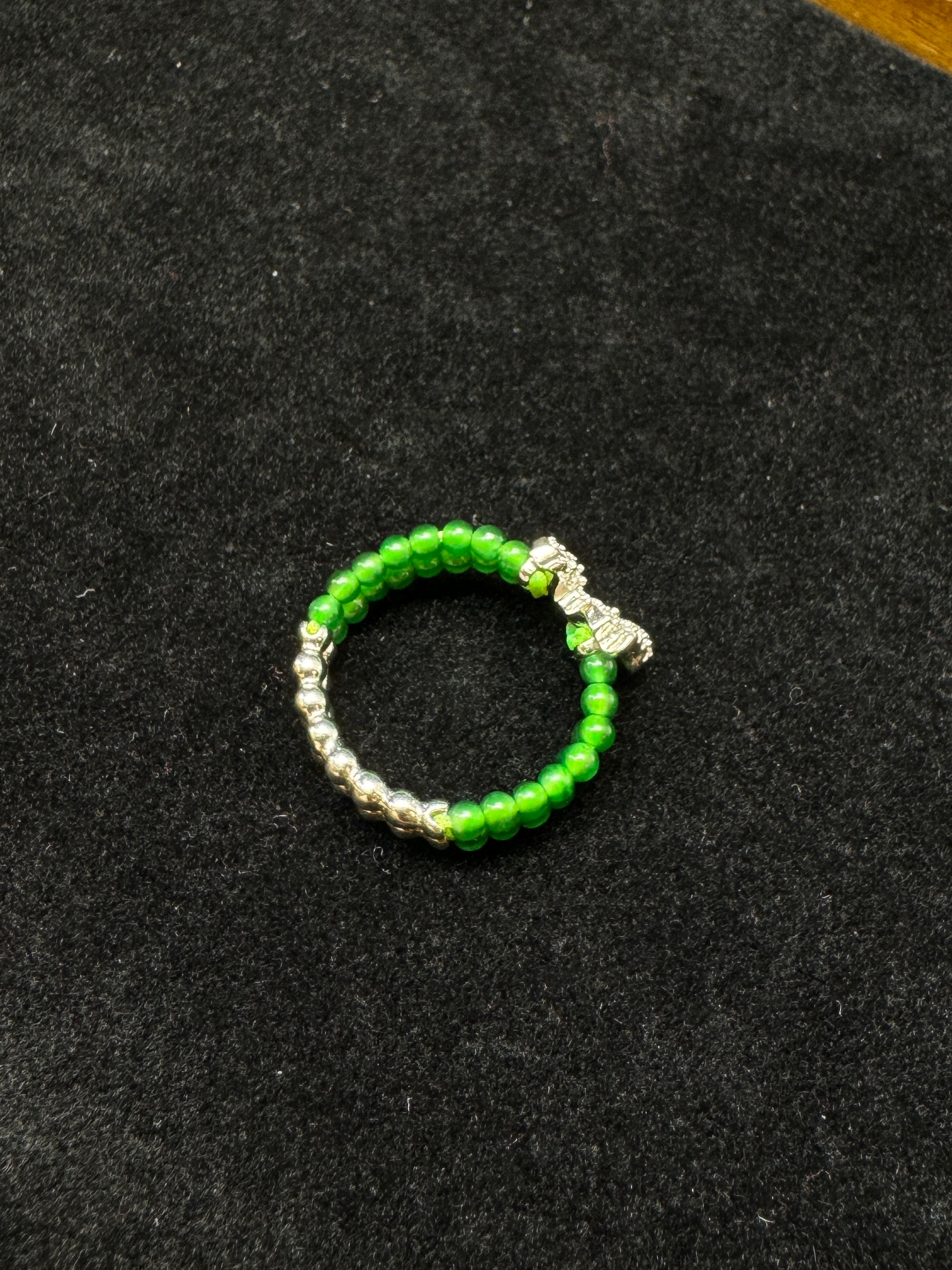 Jade Bead Butterfly Ring