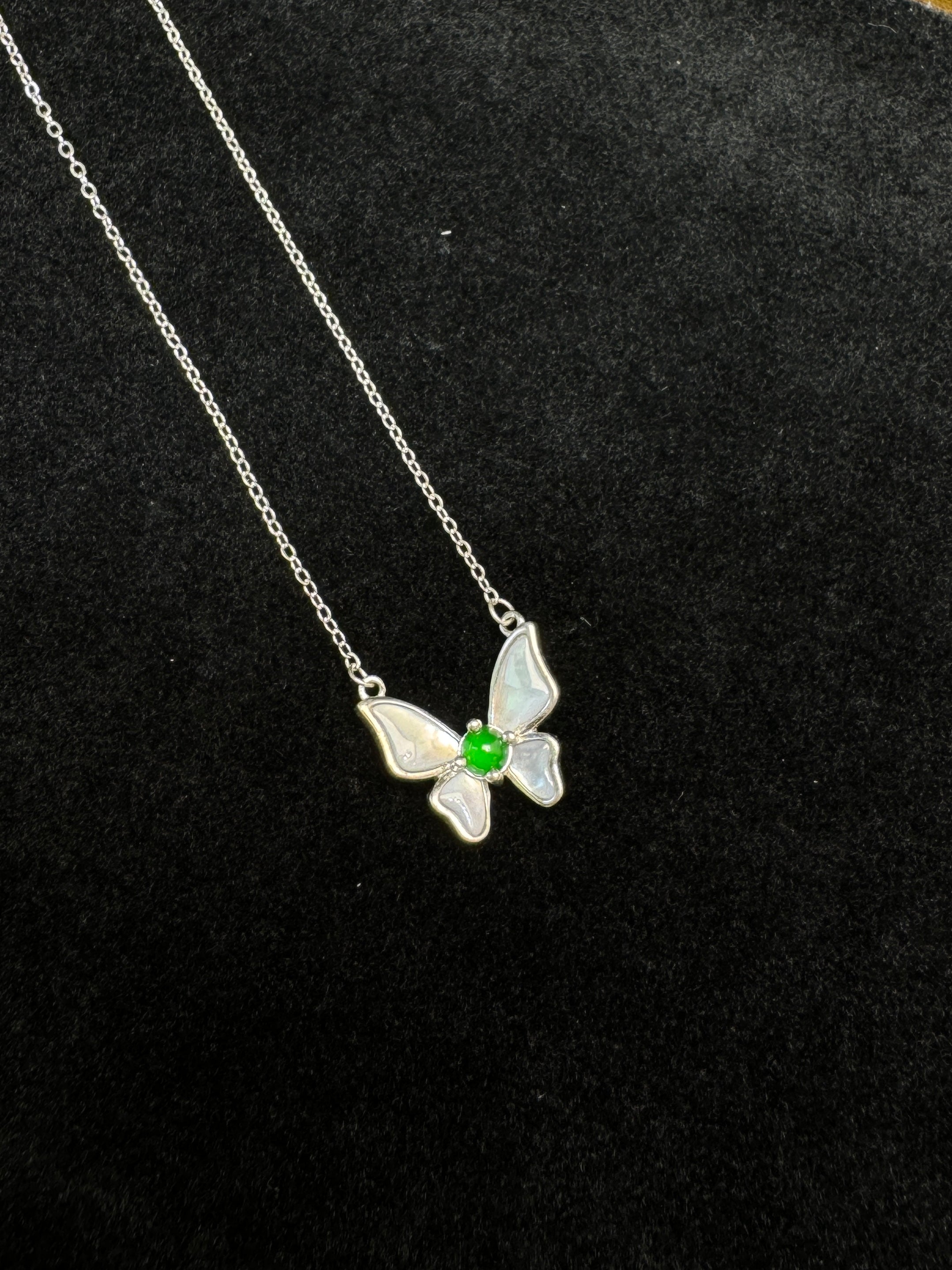 Icy Jade Butterfly Chain Necklace