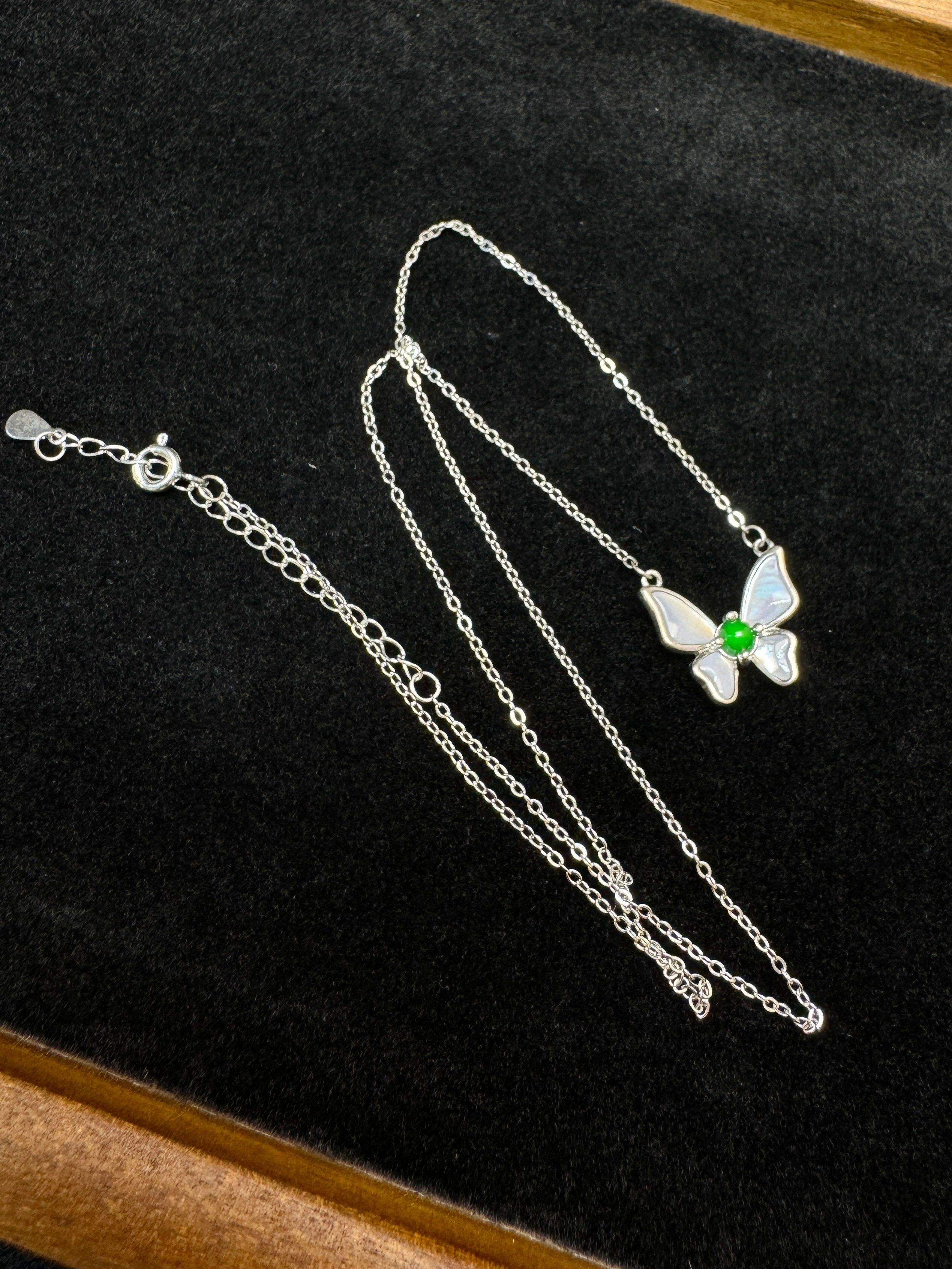 Icy Jade Butterfly Chain Necklace