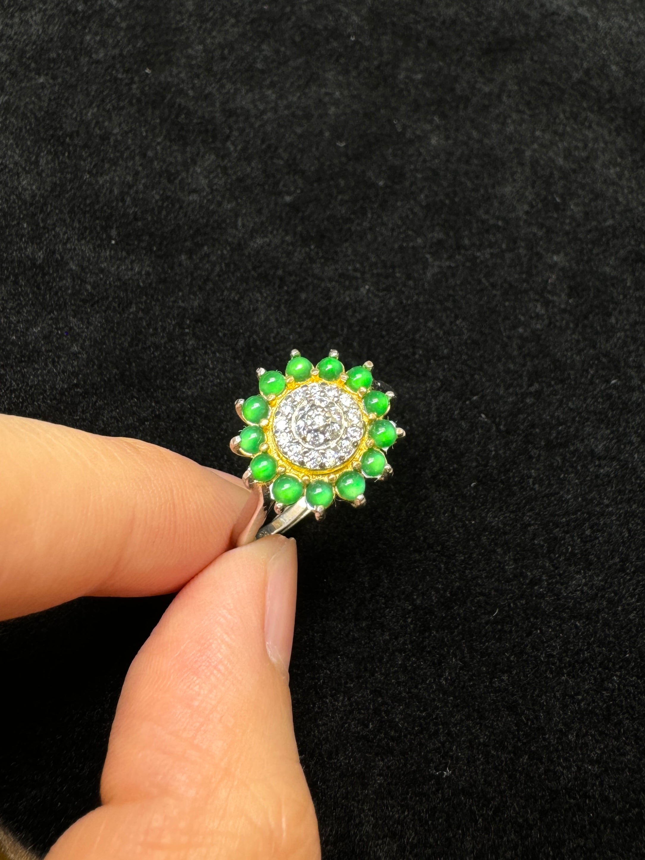 Flower-Shaped Halo Ring