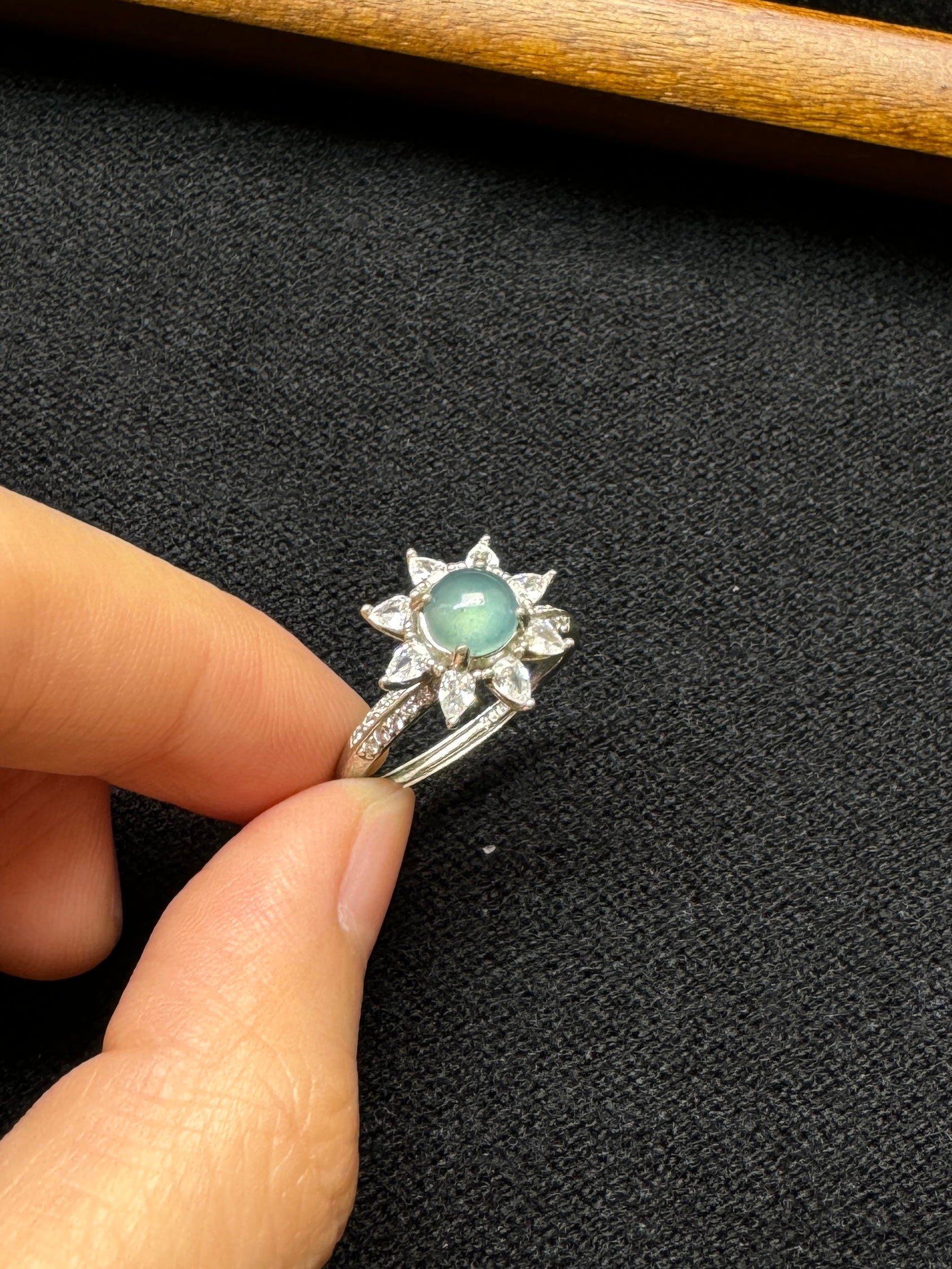 Icy Jade Flower Ring