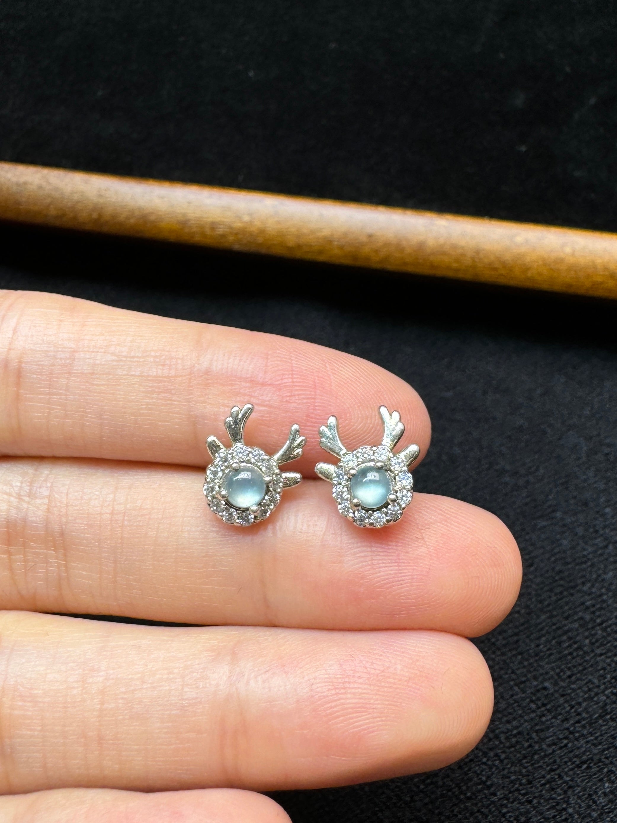 Christmas Reindeer Icy Jade Earrings