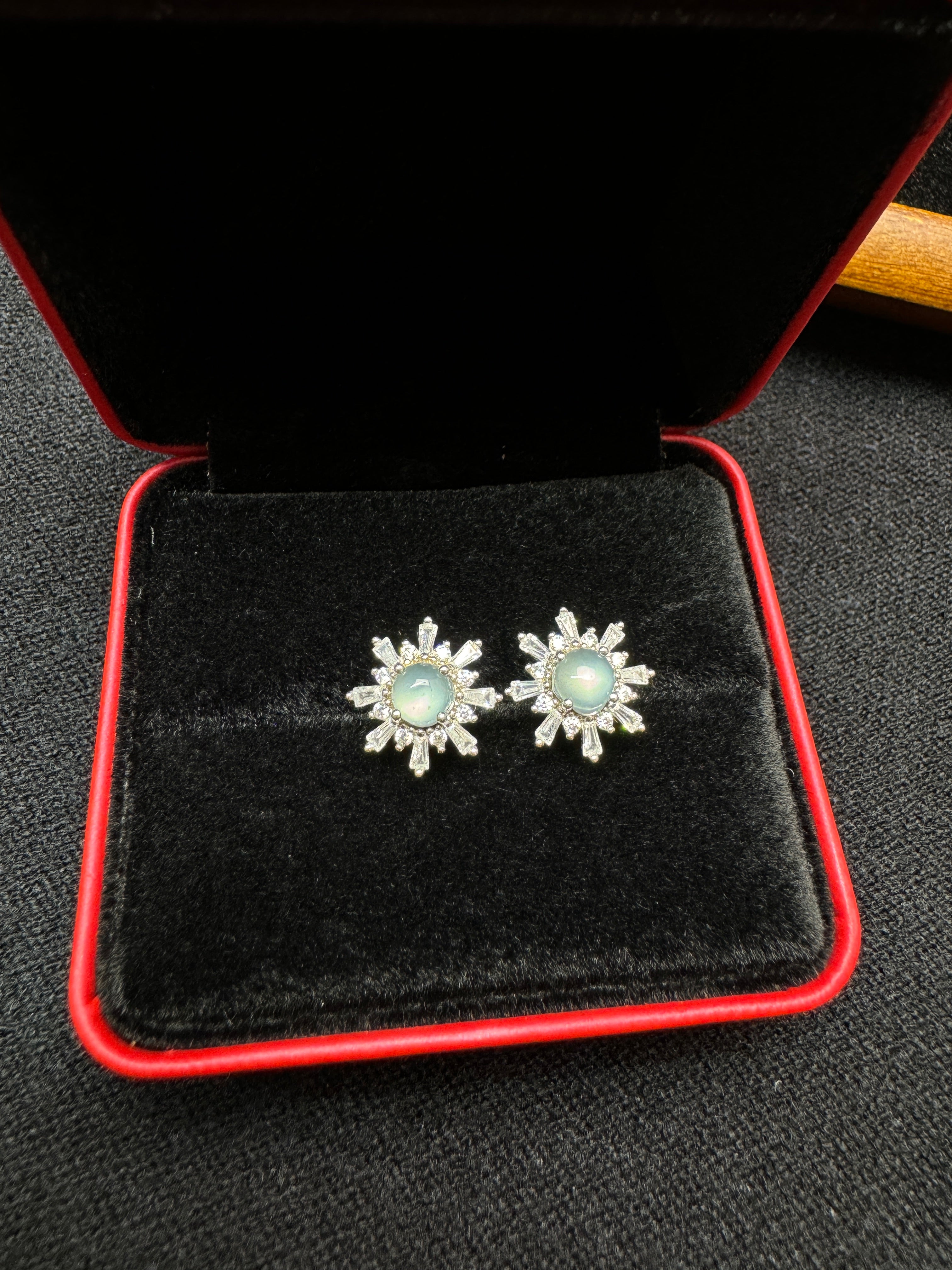 Icy Jade Snowflake Earrings