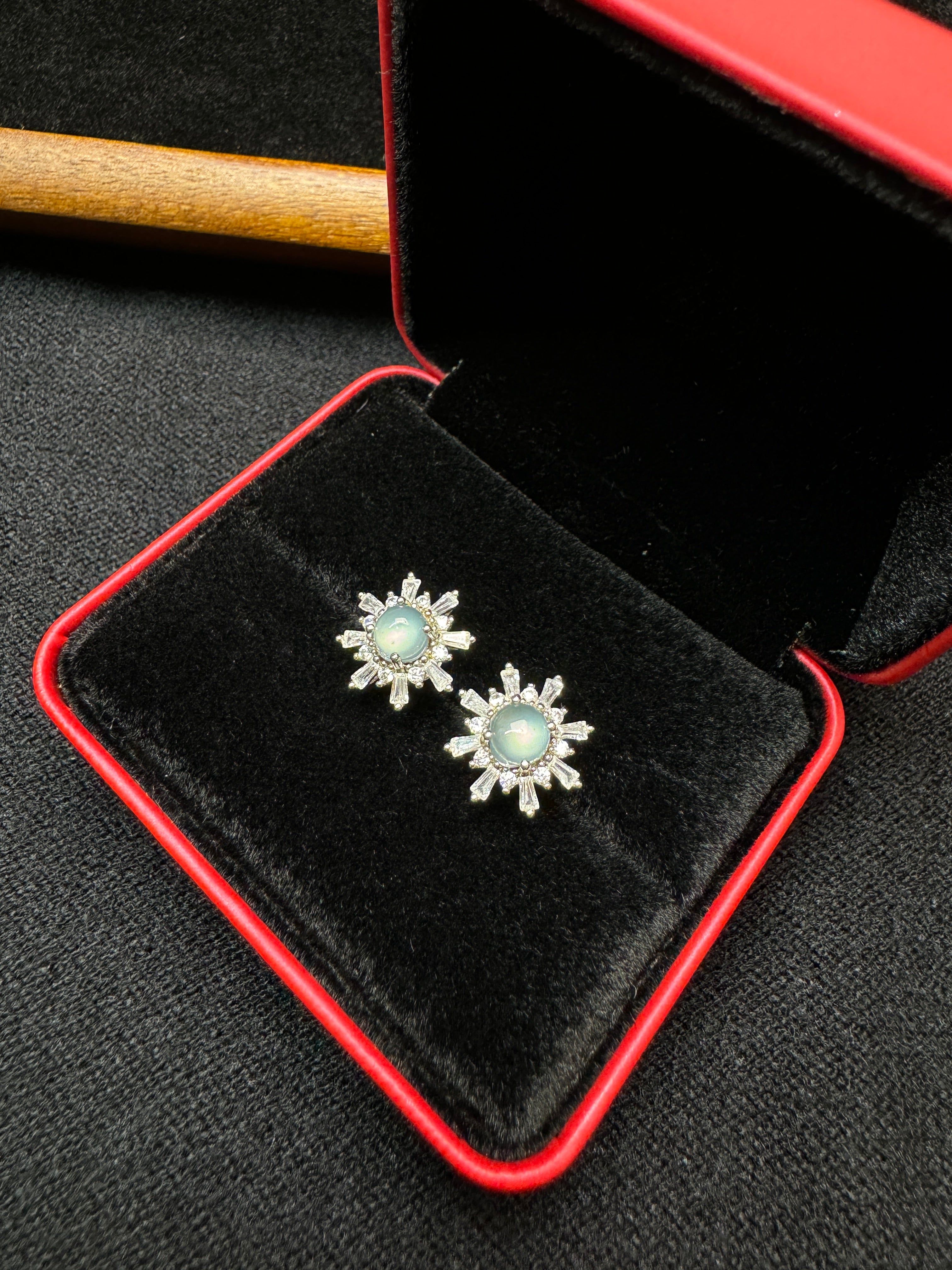 Icy Jade Snowflake Earrings