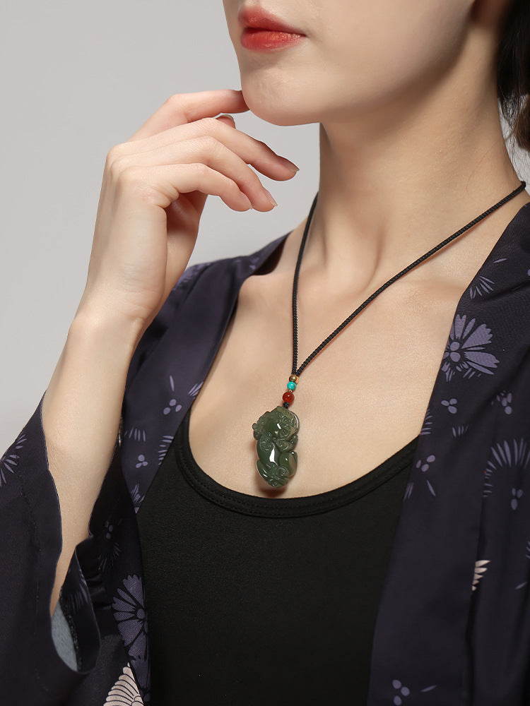 Hetian Jade Green Jade Fortune Pixiu Pendant