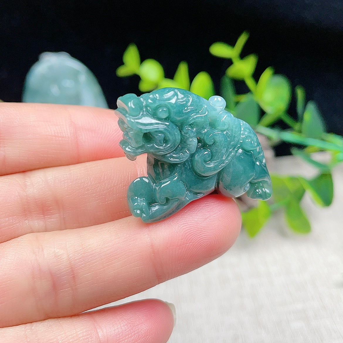 Natural Burmese Jade Kylin Pendant