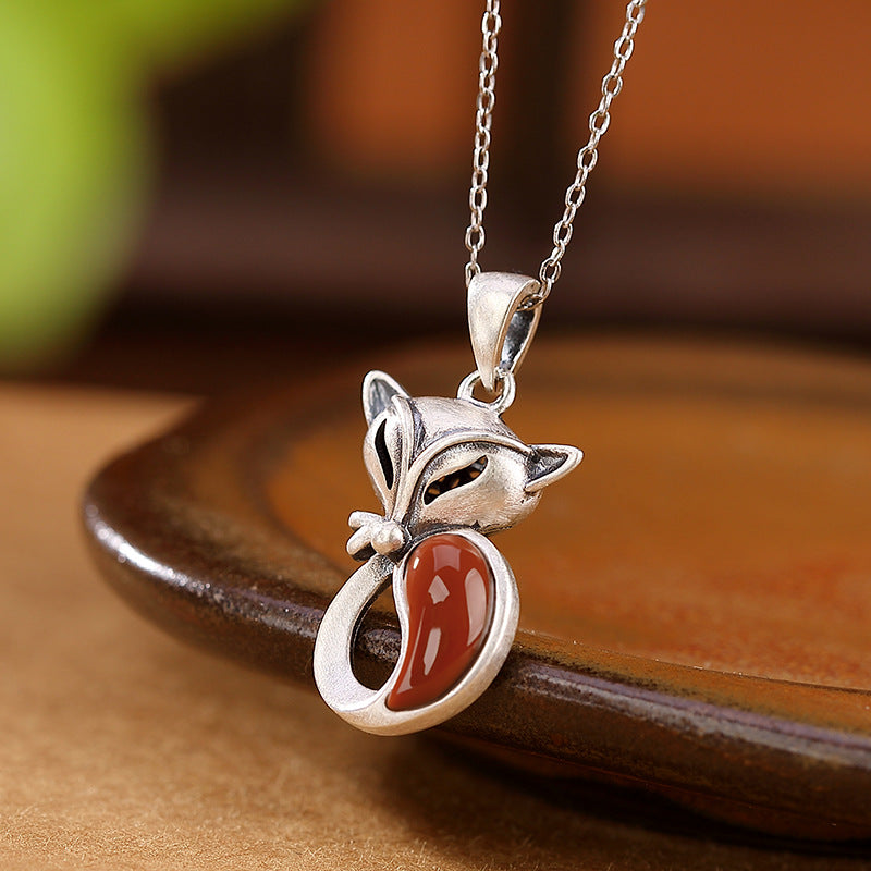 S925 sterling silver South Red Fox coin pendant