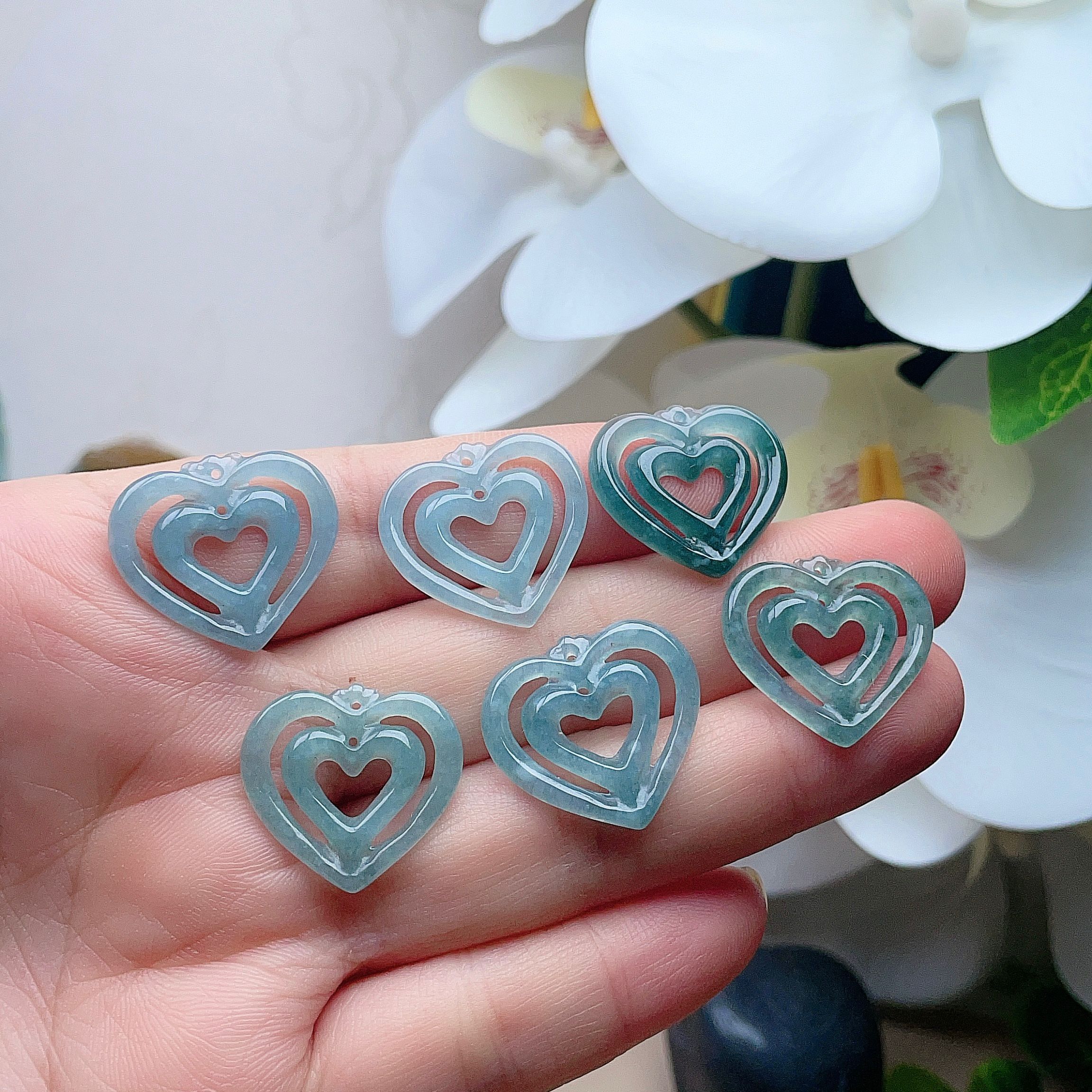 Natural Burmese Jade Heart Pendant