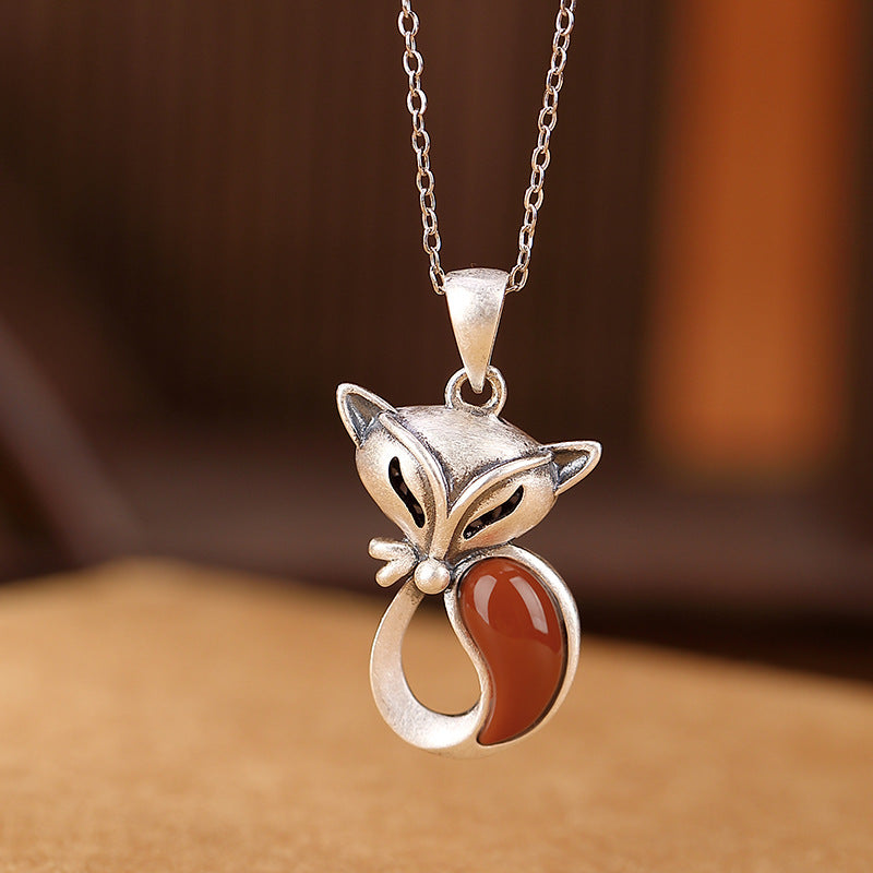 S925 sterling silver South Red Fox coin pendant