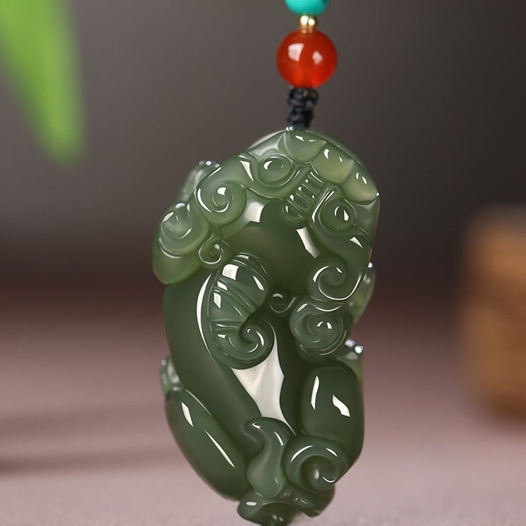 Hetian Jade Green Jade Fortune Pixiu Pendant