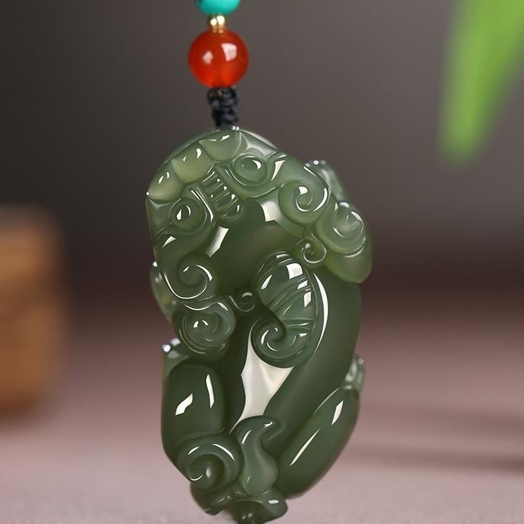 Hetian Jade Green Jade Fortune Pixiu Pendant