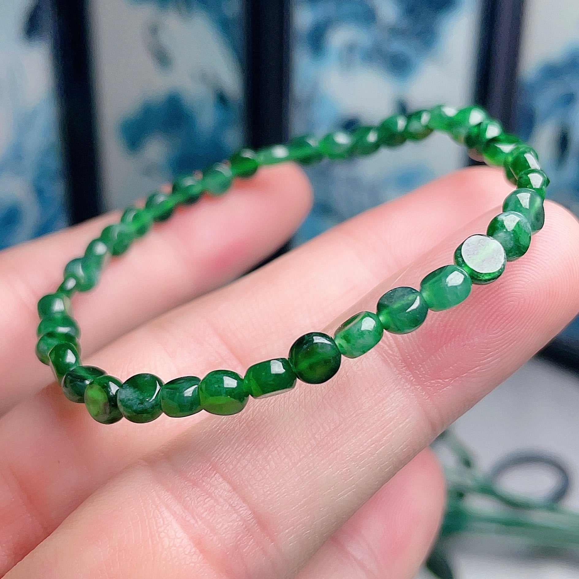 Natural jadeite full green bracelet