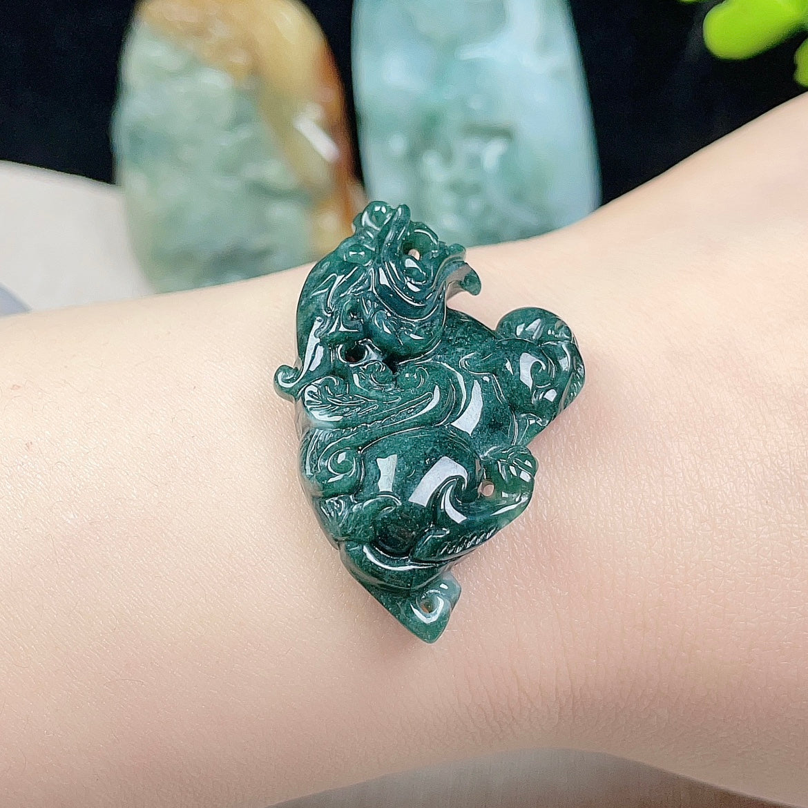 Natural Burmese Jade Kylin Pendant