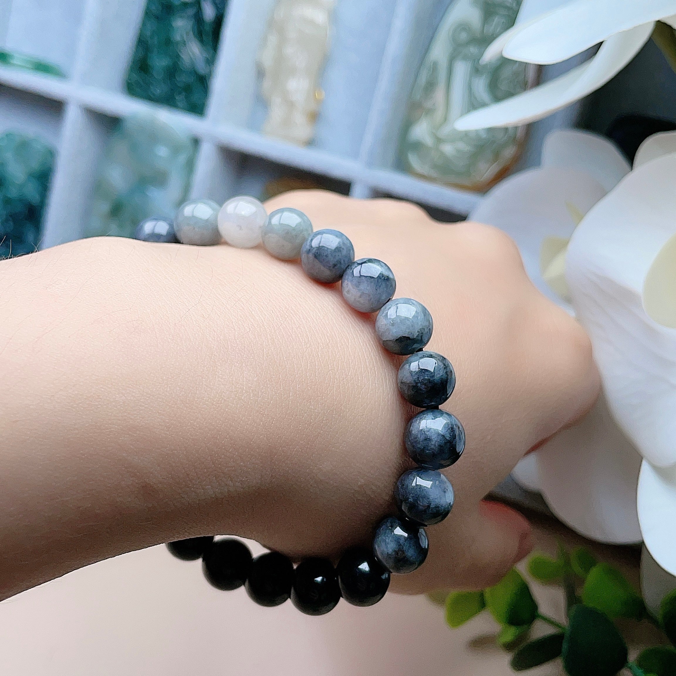 Natural Jade 9mm Black Jade Bracelet