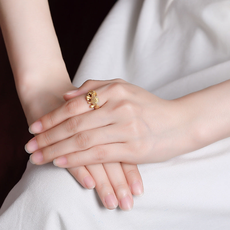 S925 sterling silver and Hetian jade coin ring