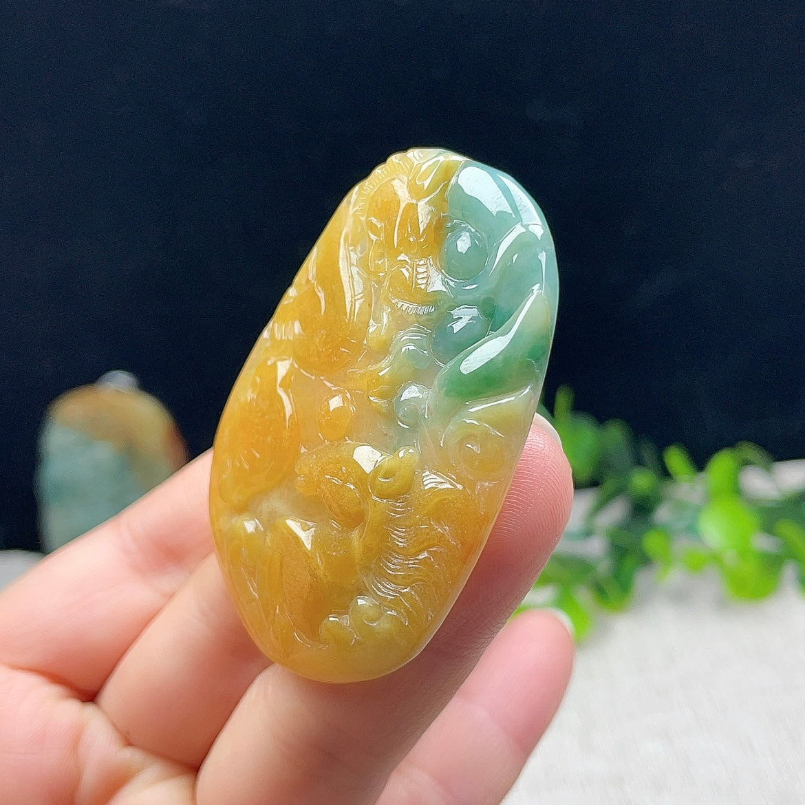 Natural Burmese Jade Dragon Horse Spirit Jade Pendant