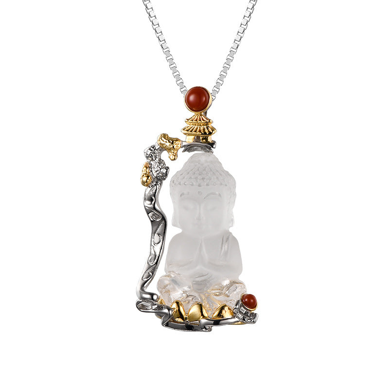 s925 silver crystal baby Buddha pendant