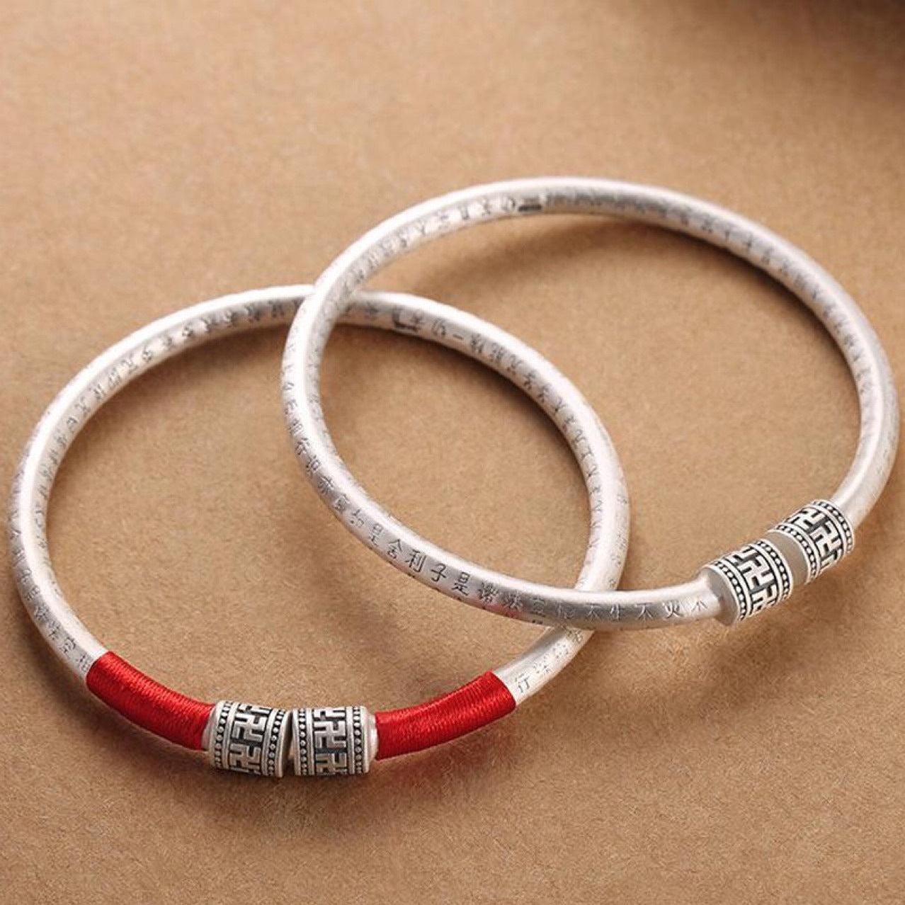 Tibet Om Mani Padme Hum Luck Red String Bracelet Bangle