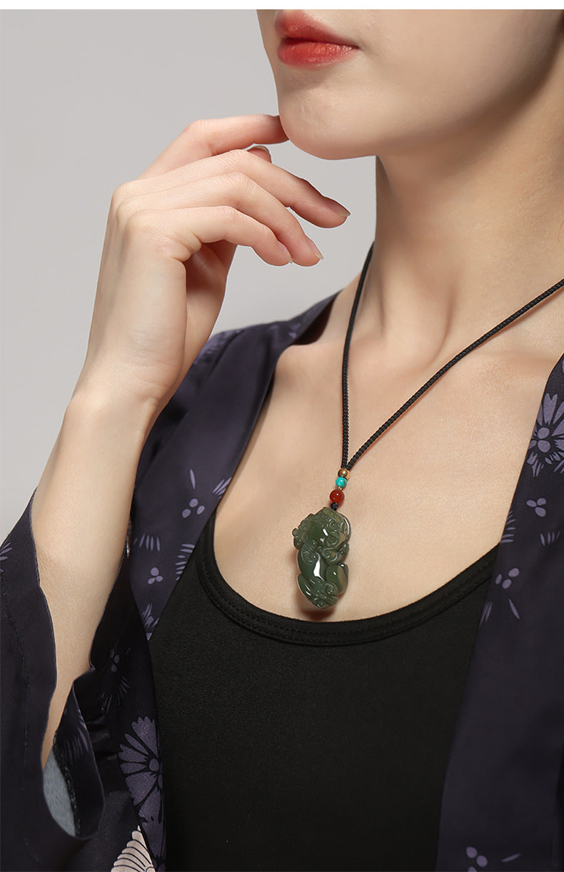 Hetian Jade Green Jade Fortune Pixiu Pendant