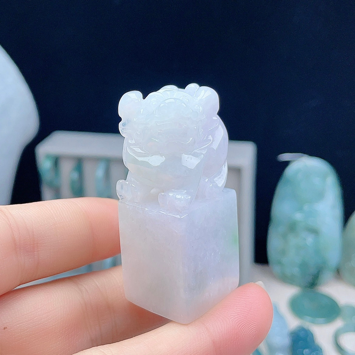 Myanmar natural jadeite Pixiu seal